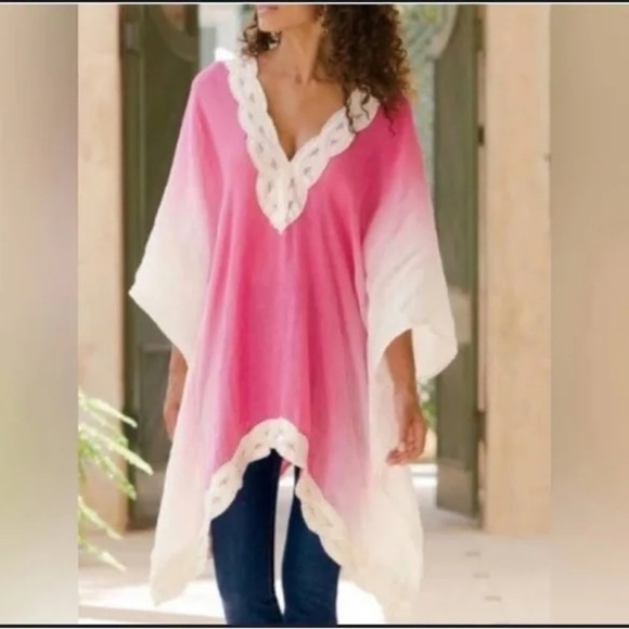 Beautiful 100% linen soft surroundings tunic top v neck - Picture 1 of 8